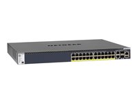 NETGEAR M4300-28G-PoE+ - Switch - L3 - Administrerad - 2 x 10/100/1000/10000 + 2 x 10 Gigabit SFP+ + 24 x 10/100/1000 (PoE+) - främre till bakre luftflöde - rackmonterbar - PoE+ (720 W) GSM4328PB-100NES