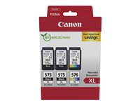 Canon PG-575XLx2/CL-576XL Multipack - 3-pack - Lång livslängd - svart, färg (cyan, magenta, gul) - original - hängande låda - bläckpatron - för PIXMA TR4750i, TR4751i, TR4755i, TS3550i, TS3551i 5437C004