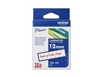 Brother TZe-132 - Rött på transparent - Rulle (1,2 cm x 8 m) 1 kassett(er) bandlaminat - för Brother PT-D210, D600, H110, P750, P950; P-Touch Cube PT-P300; P-Touch Cube Pro PT-P910 TZE132