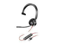 Poly Blackwire 3310 - Blackwire 3300 series - headset - på örat - kabelansluten - USB-A - svart 767F7AA