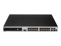 D-Link xStack DGS-3426P - Switch - Administrerad - 24 x 10/100/1000 (PoE) + 4 x kombinations-SFP - skrivbordsmodell - PoE DGS-3426P