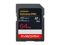 SanDisk Extreme PRO - Flash-minneskort - 64 GB - Video Class V60 / UHS-II - SDXC UHS-II SDSDXEM-064G-GN4IN