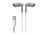 Belkin ROCKSTAR - Hörlurar med mikrofon - inuti örat - kabelansluten - USB-C - ljudisolerande - vit G3H0002BTWHT