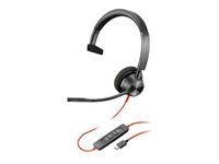 Poly Blackwire 3310 - Blackwire 3300 series - headset - på örat - kabelansluten - USB-C - svart - UC-certifierad 8X215AA