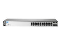 HPE Aruba 2620-24 - Switch - L4 - Administrerad - 24 x 10/100 + 2 x 10/100/1000 + 2 x SFP - skrivbordsmodell, rackmonterbar J9623A#ABB