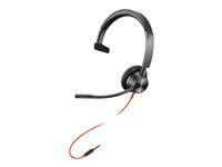 Poly Blackwire 3315 - Headset - på örat - kabelansluten - 3,5 mm kontakt - svart - Optimerad för UC 85R07AA