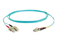 C2G LC-SC 10Gb 50/125 OM3 Duplex Multimode PVC Fiber Optic Cable (LSZH) - Nätverkskabel - SC-läge (multi-mode) (hane) till LC multiläge (hane) - 10 m - fiberoptisk - duplex - 50/125 mikron - OM3 - halogenfri - havsblå 85536