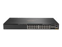 HPE Aruba 6300F - Switch - L3 - Administrerad - 24 x 10/100/1000 + 4 x 1 Gb/10 Gb/25 Gb/50 Gb SFP56 (upplänk/stapling) - framsidan och sida till baksidan - rackmonterbar JL668A#ABB