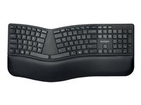 Kensington Pro Fit Ergo Wireless Keyboard - Tangentbord - trådlös - 2.4 GHz, Bluetooth 4.0 - hela norden - svart K75401PN